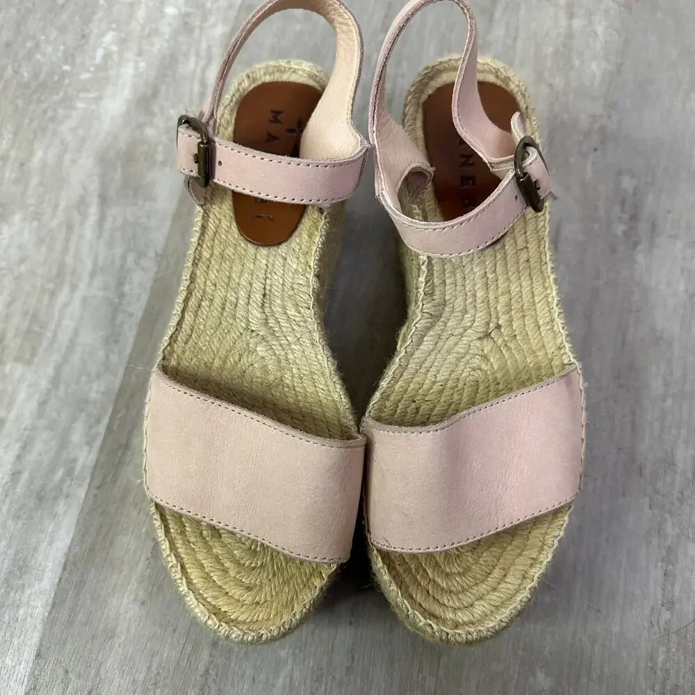 MANEBI Suede Platform Espadrille Sandals In Pink Size 38